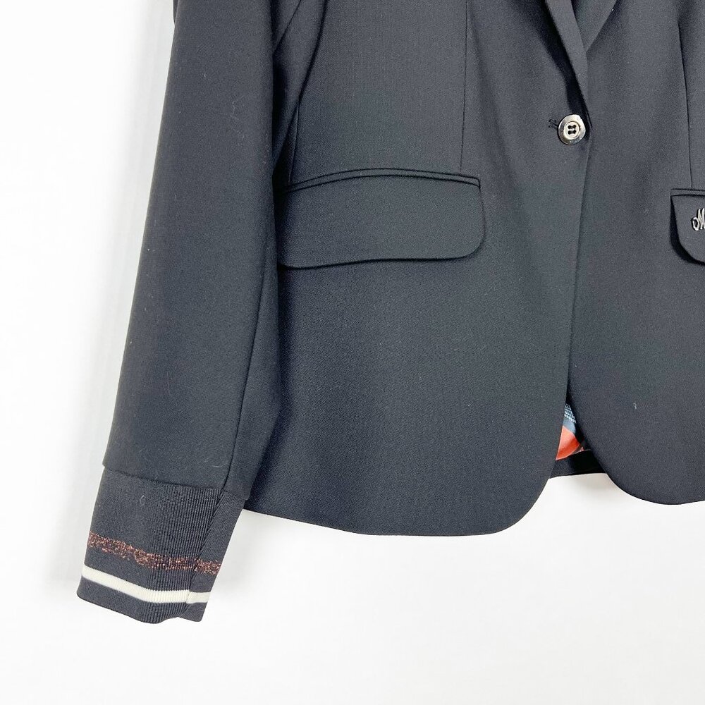 Mos Mosh Blake Celeb Blazer Womens EU 38 | US 6/8 Black Rib Knit Striped Cuffs - Picture 4 of 15